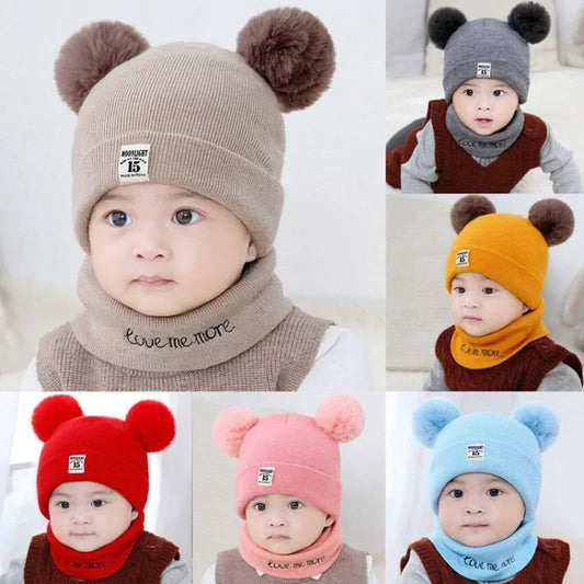 Winter Warm Baby Hats with Scarf