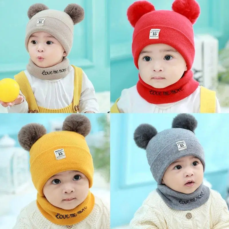 Winter Warm Baby Hats with Scarf