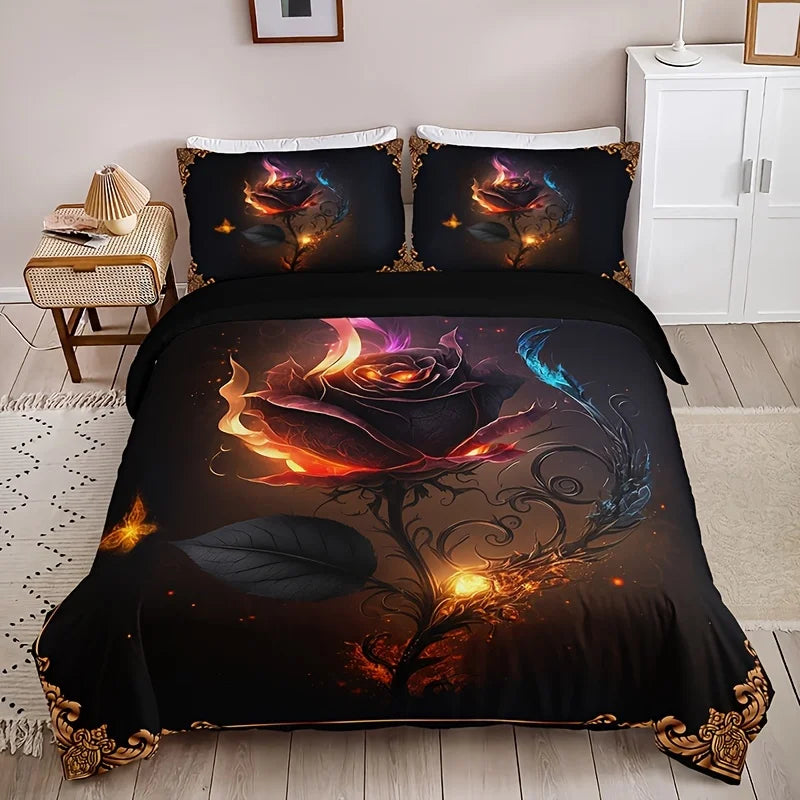 2025 Digital Print Duvet Cover Pillowcases Breathable Bedding Set