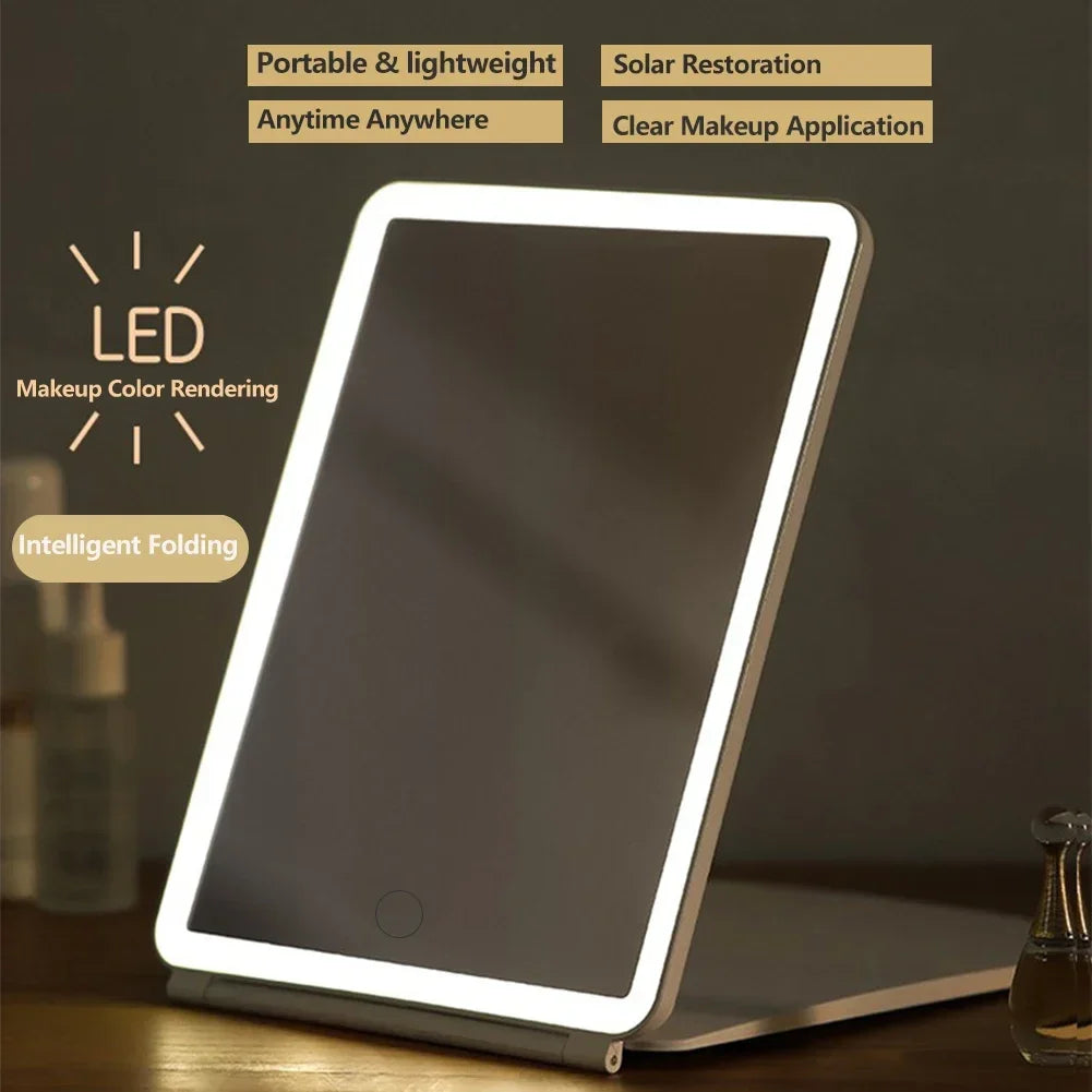 Makeup Folding 3 Colors Light Mode LED Table Light Mirror