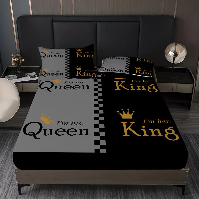 2025 Queen King Set 1* Fitted Sheet+2*Pillowcases