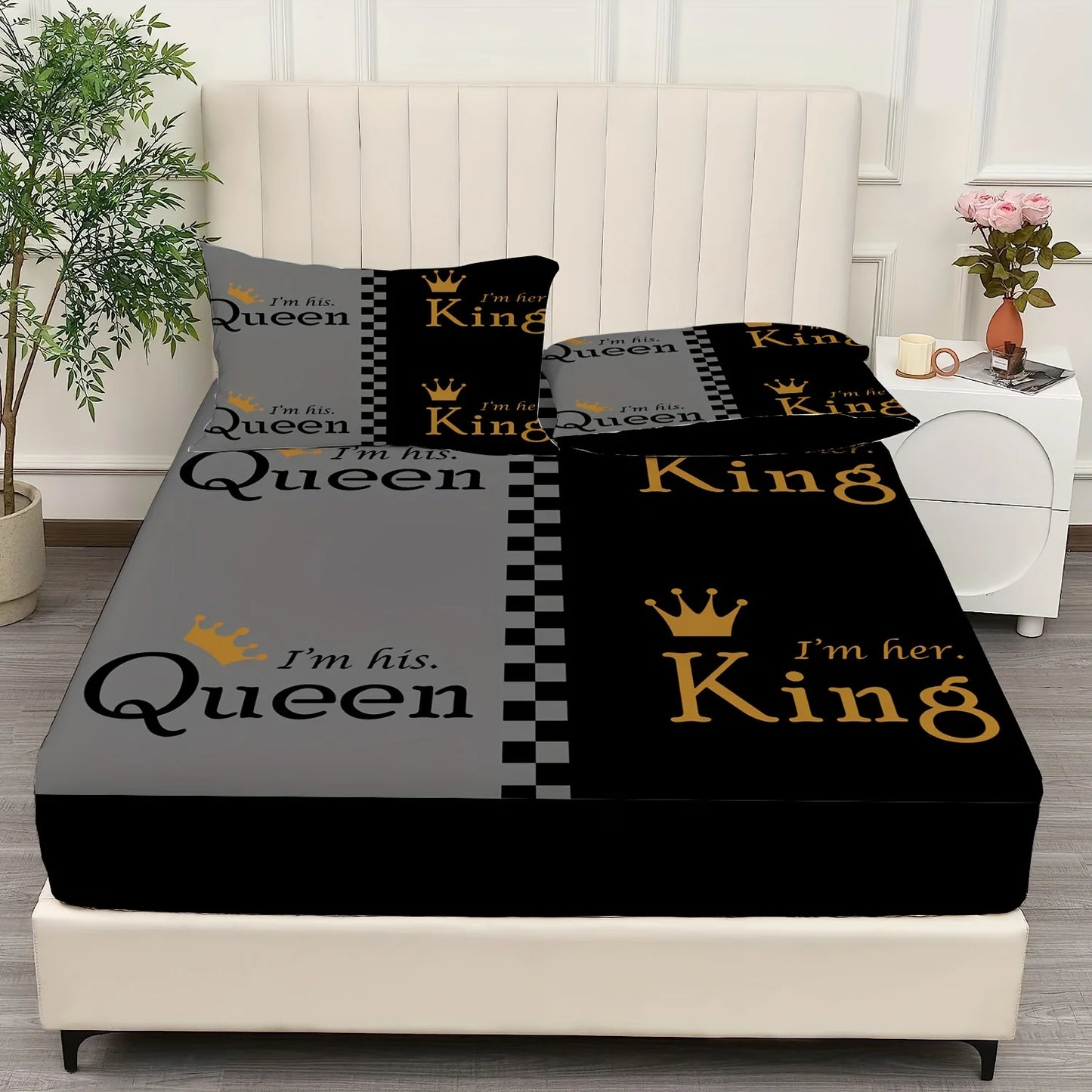 2025 Queen King Set 1* Fitted Sheet+2*Pillowcases