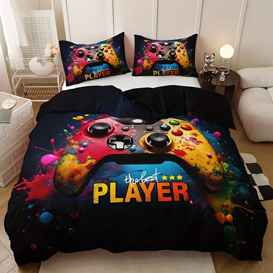 2025 Color Graffiti Gamepad  (1 Duvet Cover + 2 Pillowcase)